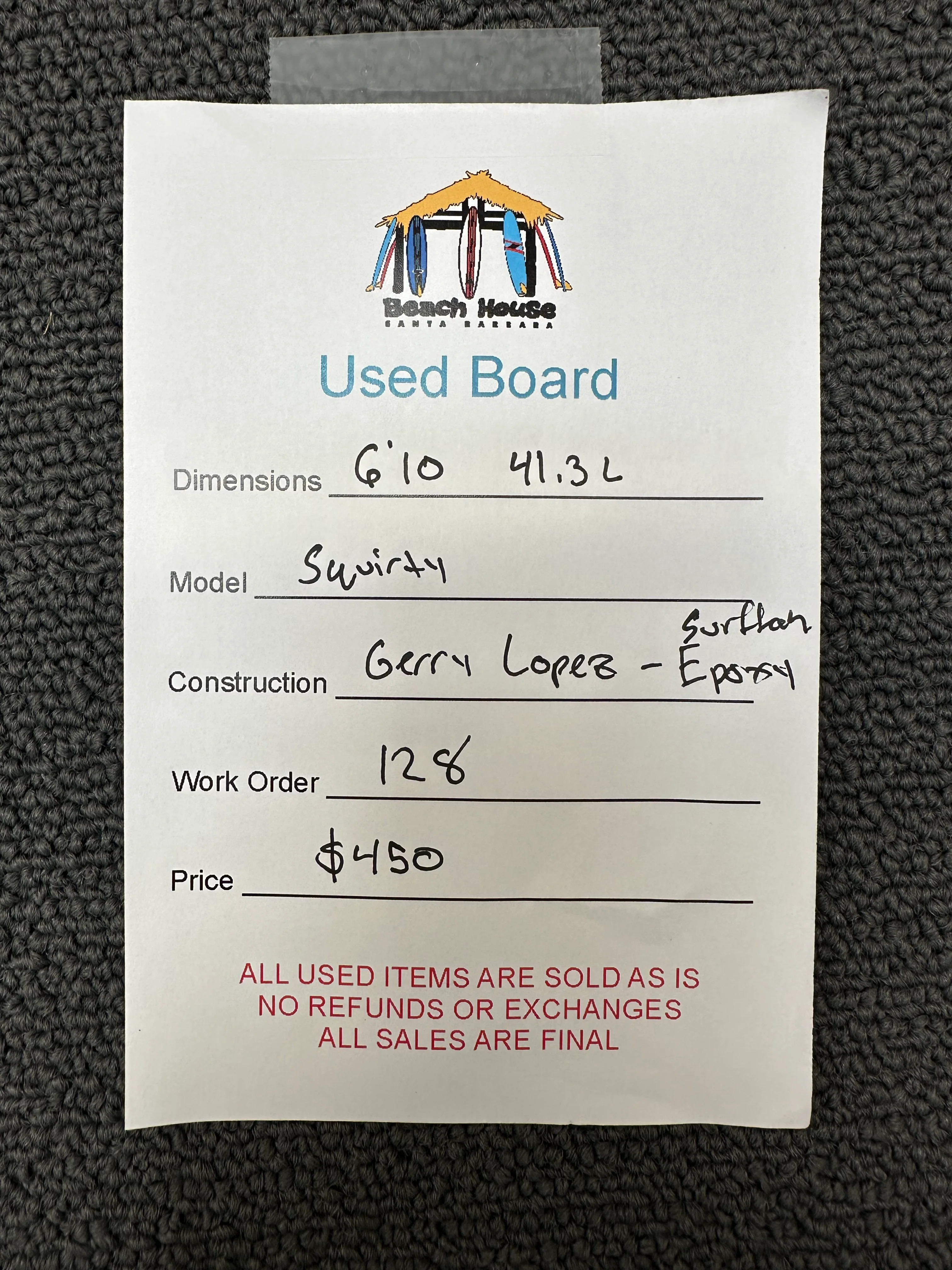 *SOLD* Gerry Lopez | 6'10" Squirty - Used Surfboard - Image 3