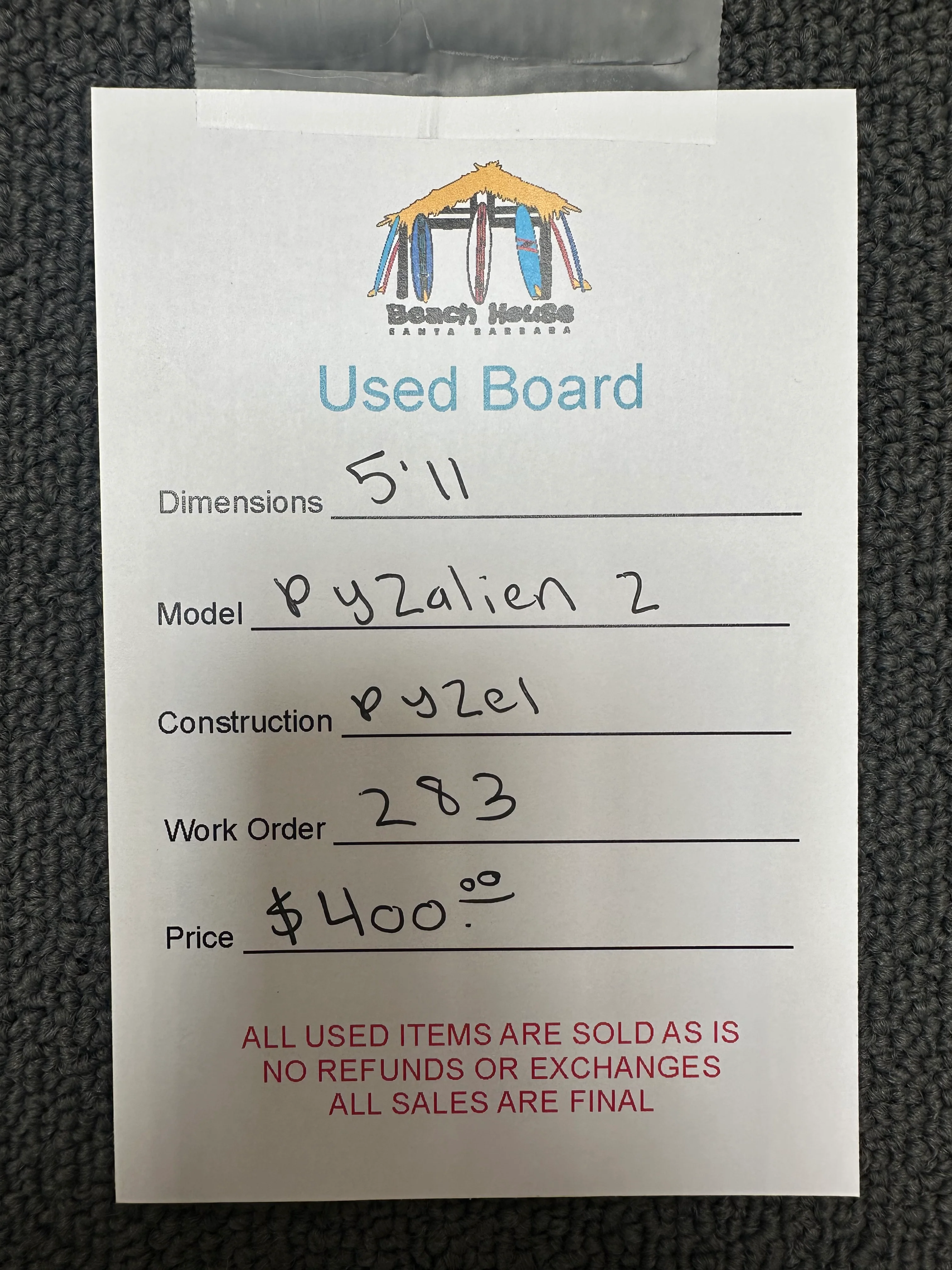 *SOLD* Pyzel | 5'11" Pyzalien 2 - Used Surfboard - Image 3