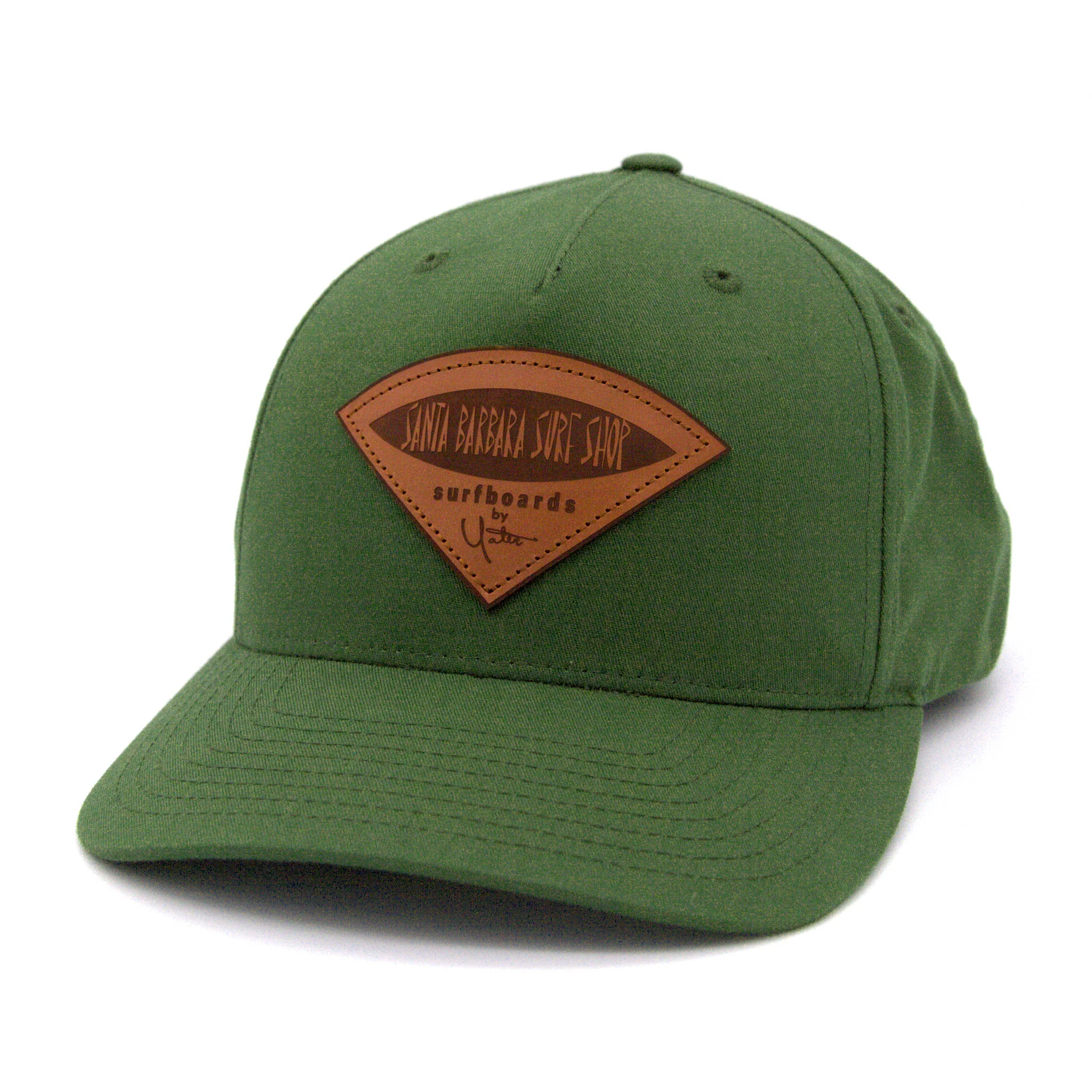 Santa Barbara Surf Shop Leather Patch Snapback Hat - Image 3